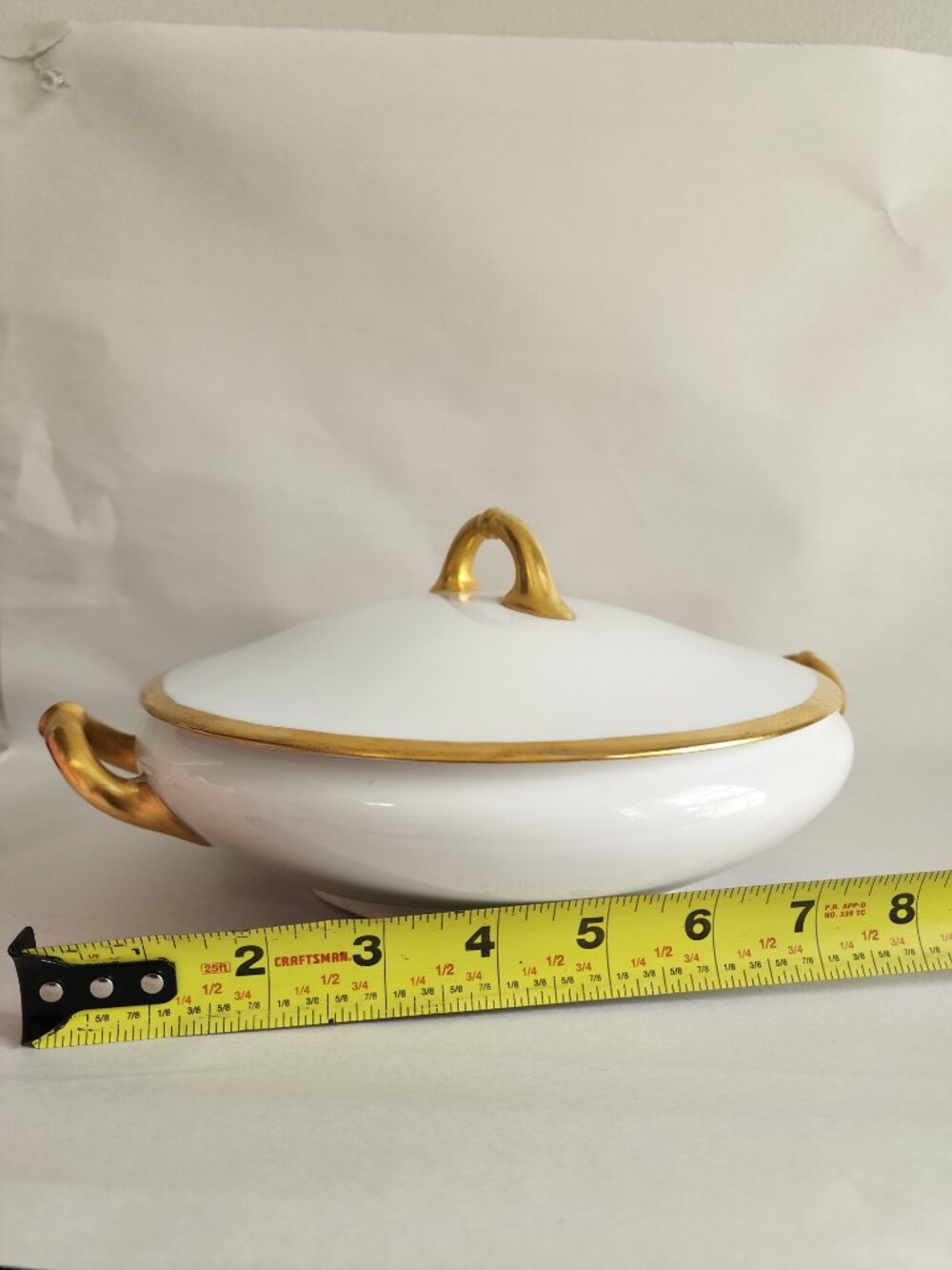 Vintage Heinrich & Co H&C Selb Bavaria Covered Serving Bowl White Gold Trim - Picture 2 of 8
